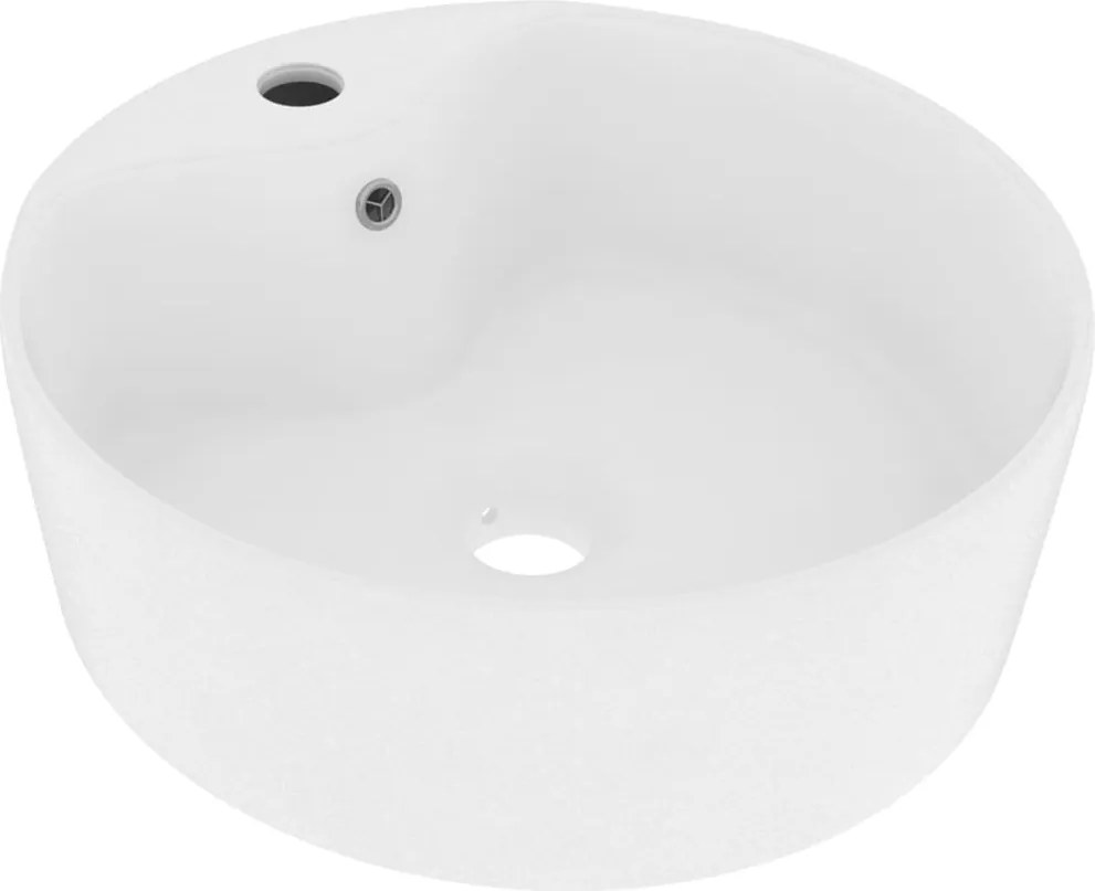 vidaXL Chiuvetă de lux cu preaplin, alb mat, 36 x 13 cm, ceramică