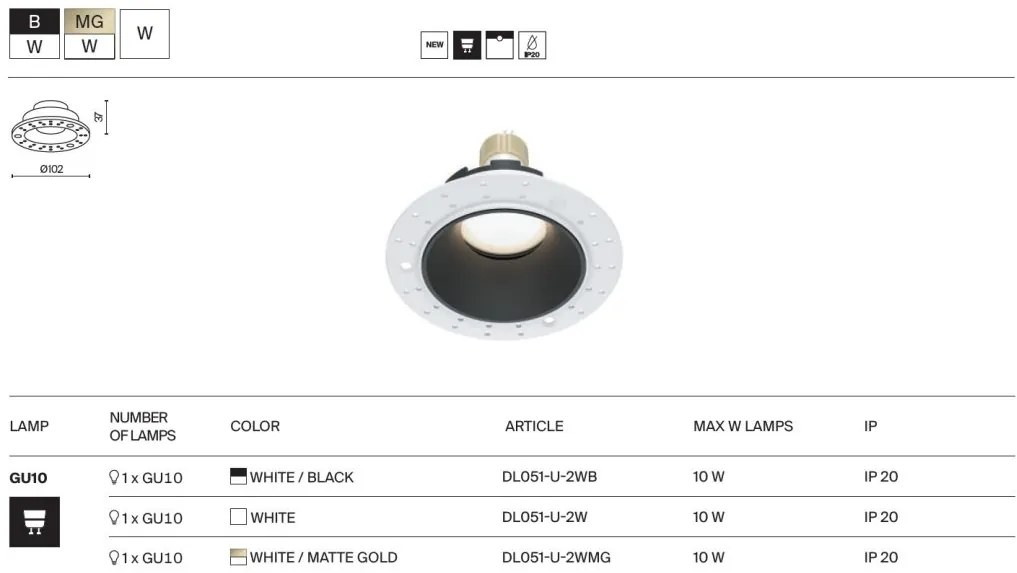 Spot incastrabil design tehnic Share alb