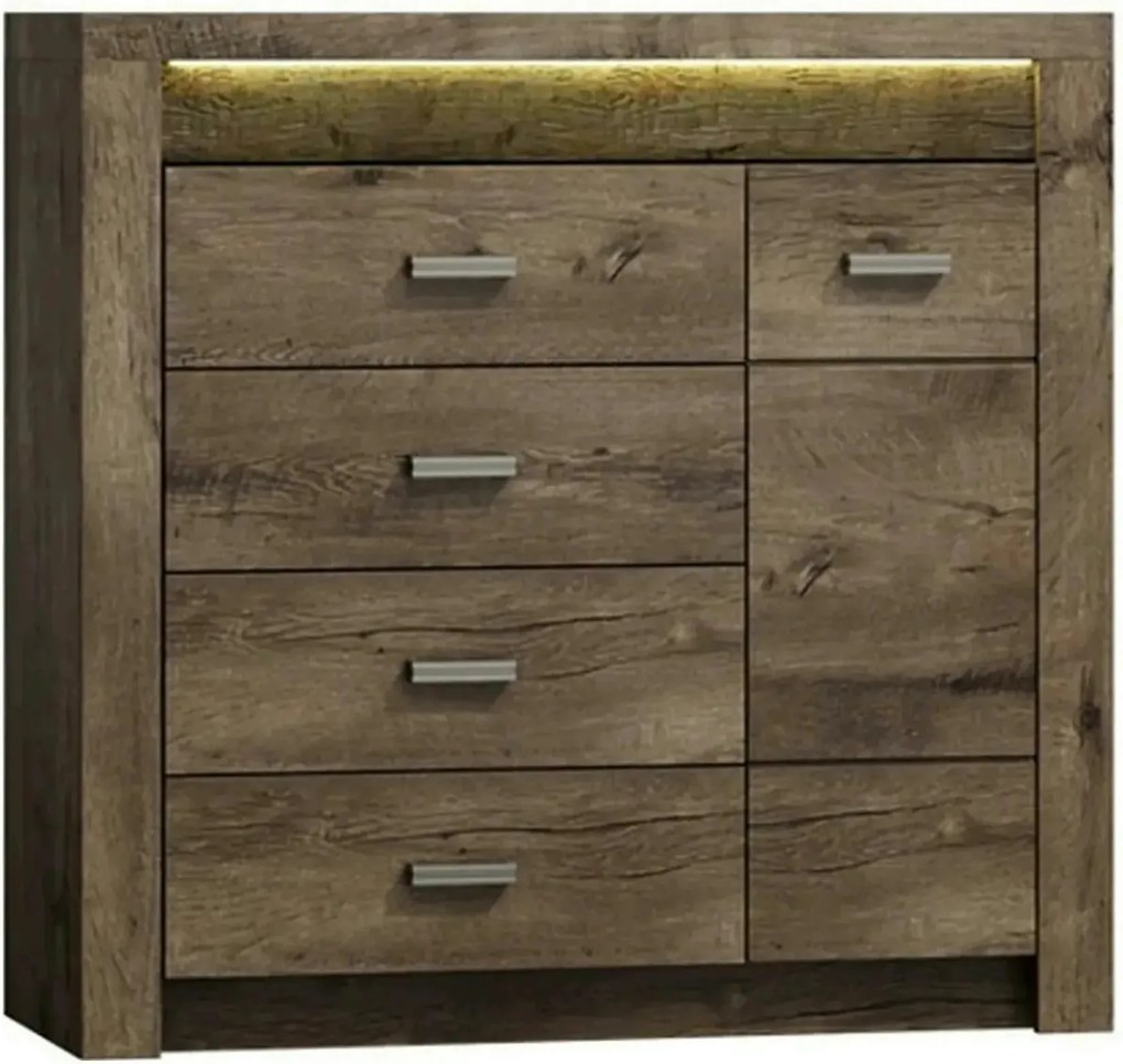 Comoda INDIANAPOLIS I17, frasin inchis, PAL laminat, cu 4 sertare, o u