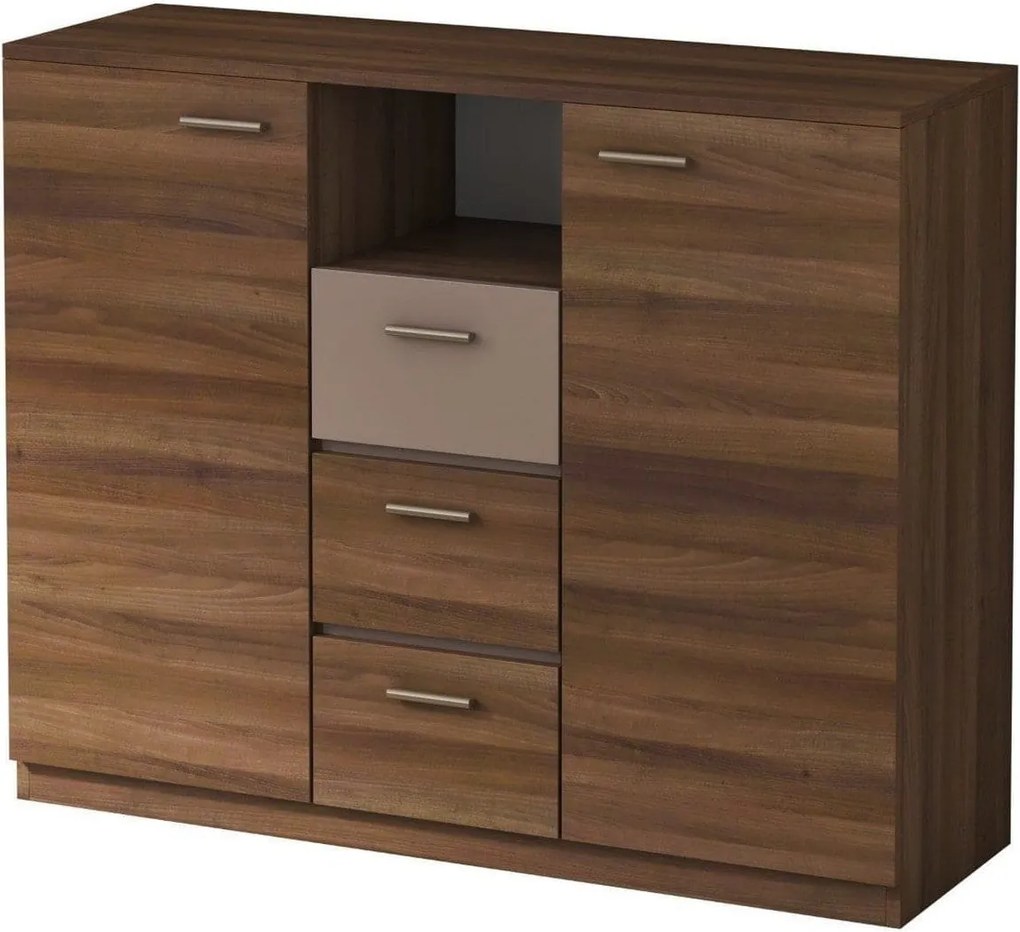 Comoda EFFECT, stejar columbia/gri, PAL, 130x42x105 cm
