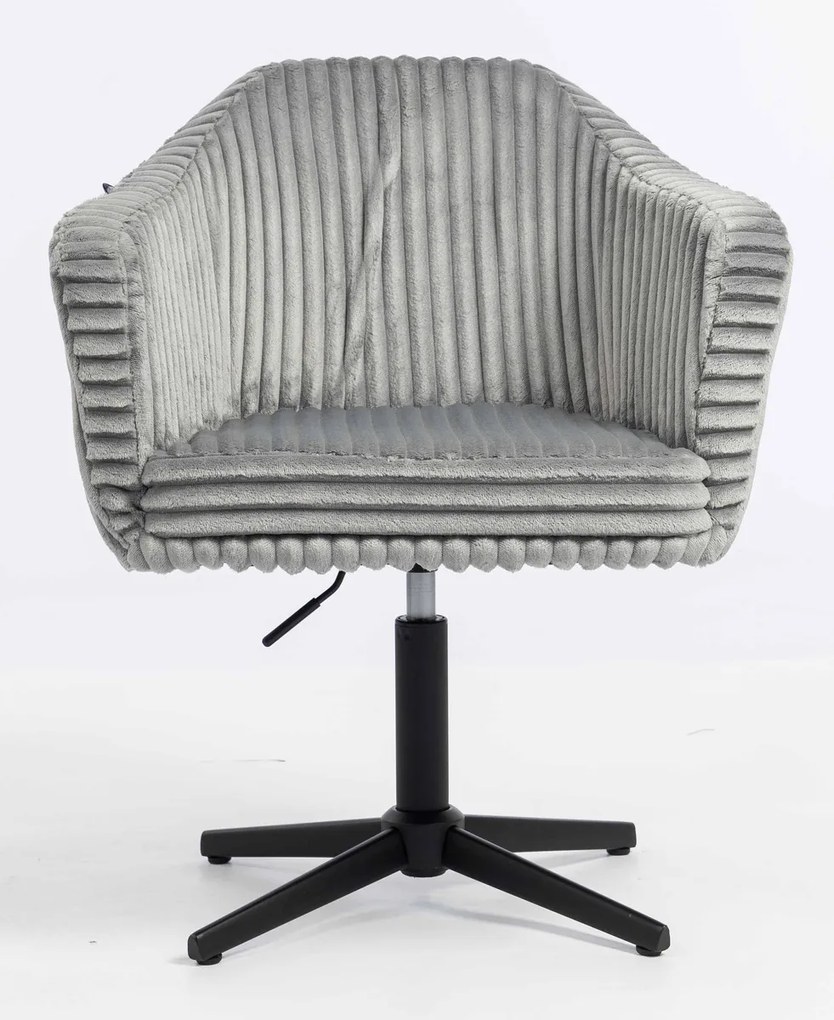 HR832CROSS Scaun Gri Teddy Cord cu Bază Neagră