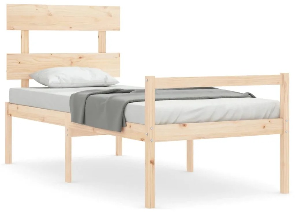 3195311 vidaXL Cadru de pat senior cu tăblie single mic, lemn masiv