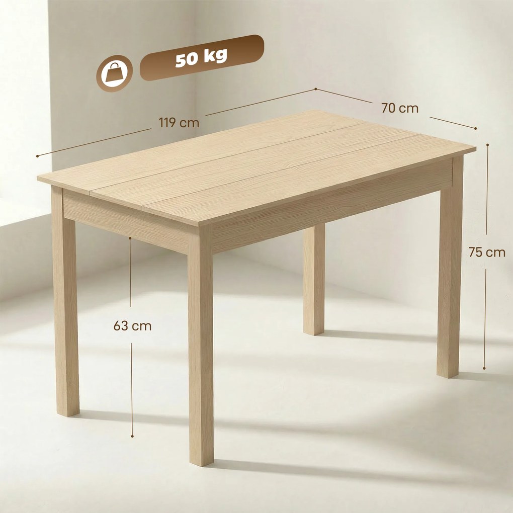 HOMCOM Masă de sufragerie design modern bicolor cu blat mare pentru 4-6 persoane în lemn dim. 119L x 70l x 75H cm | Aosom Romania