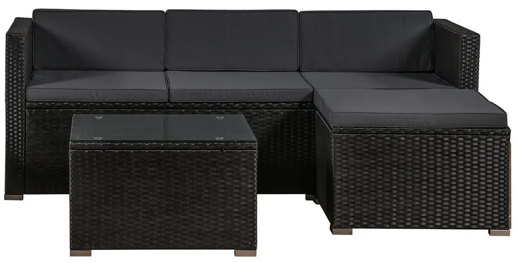 Juskys Set ratan de gradina Punta Cana M - perne negre/antracit