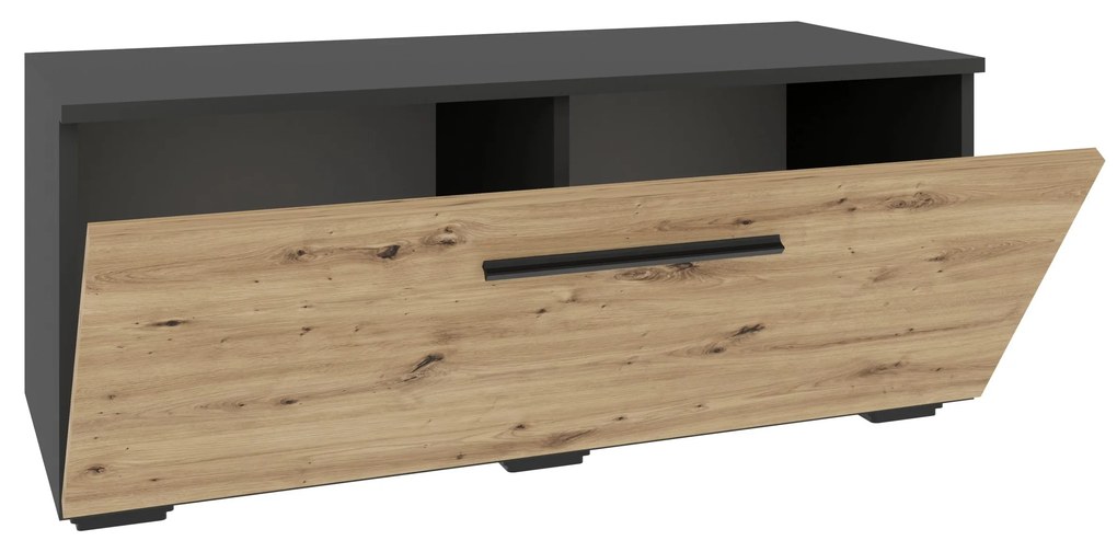 Comoda Kos, O Usa, Antracit/Stejar Artisan, 95 x 40 x 39 cm