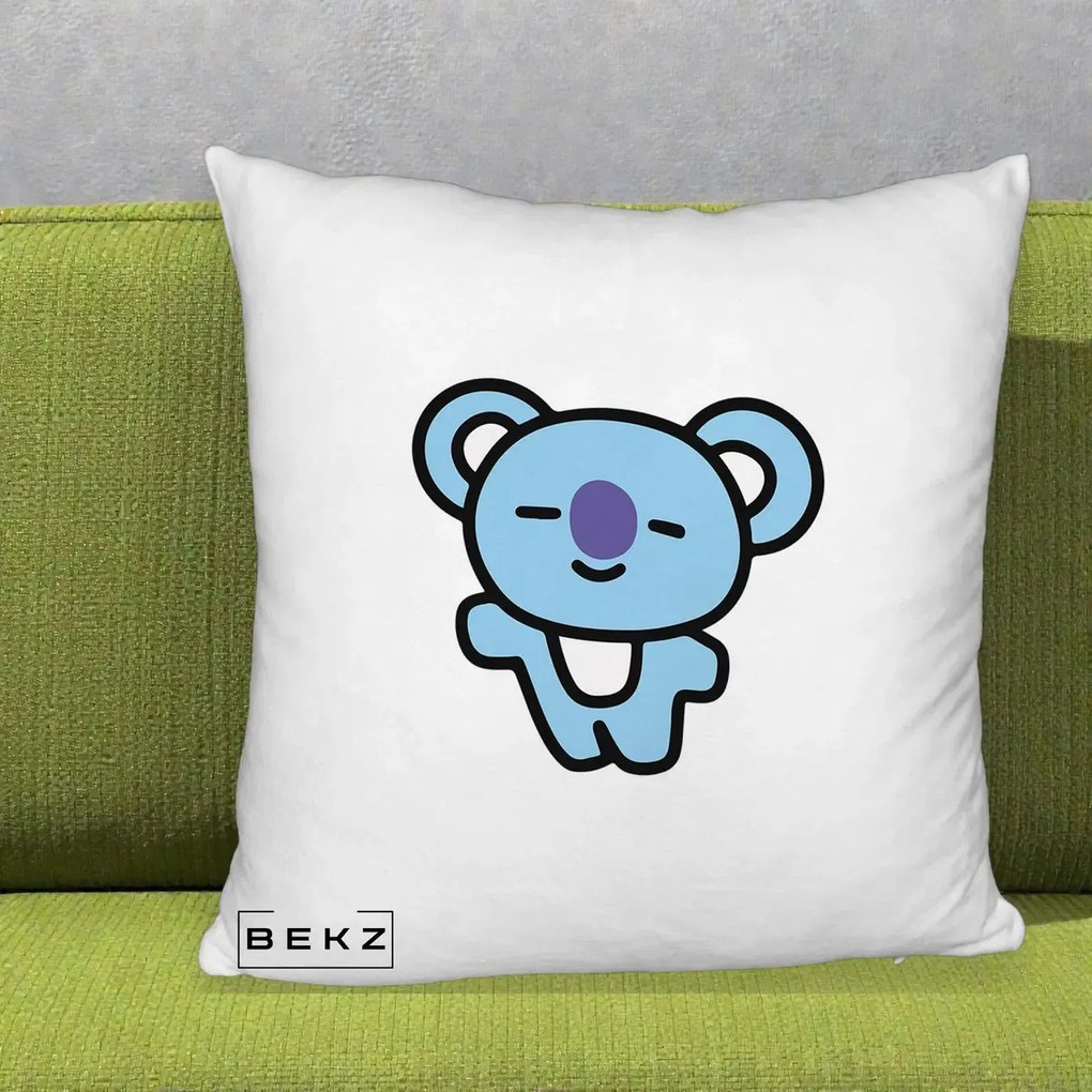 Perna Personalizata BT21 Koya Kawaii, 40x40 cm, Alb Pufos, Husa Detasabila, Perna Inclusa, BEKZ®
