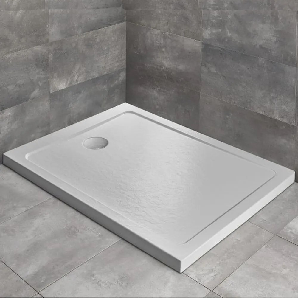 Cadita dus dreptunghiulara Radaway Doros F Stone 160x90 cm acril alb