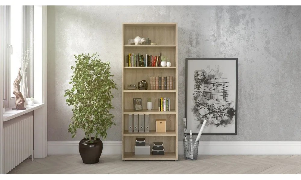 Bibliotecă modulară cu aspect de lemn de stejar 89x222 cm Prima – Tvilum