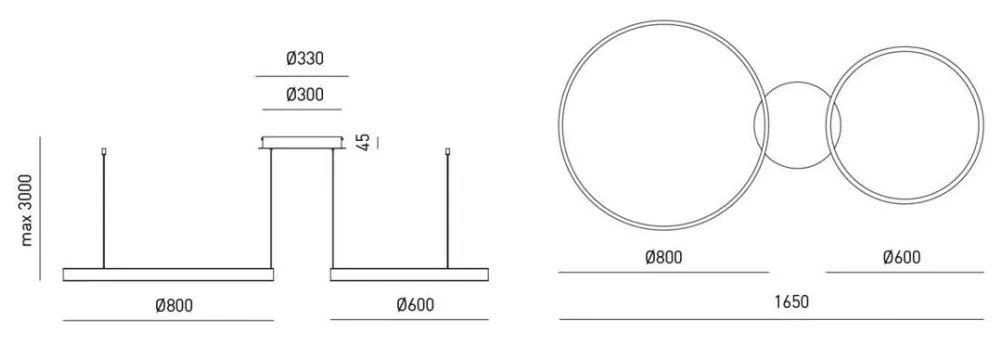 Lustra LED circulara cu 2 inele 80/60cm CRISEIDE, alb, negru sau auriu