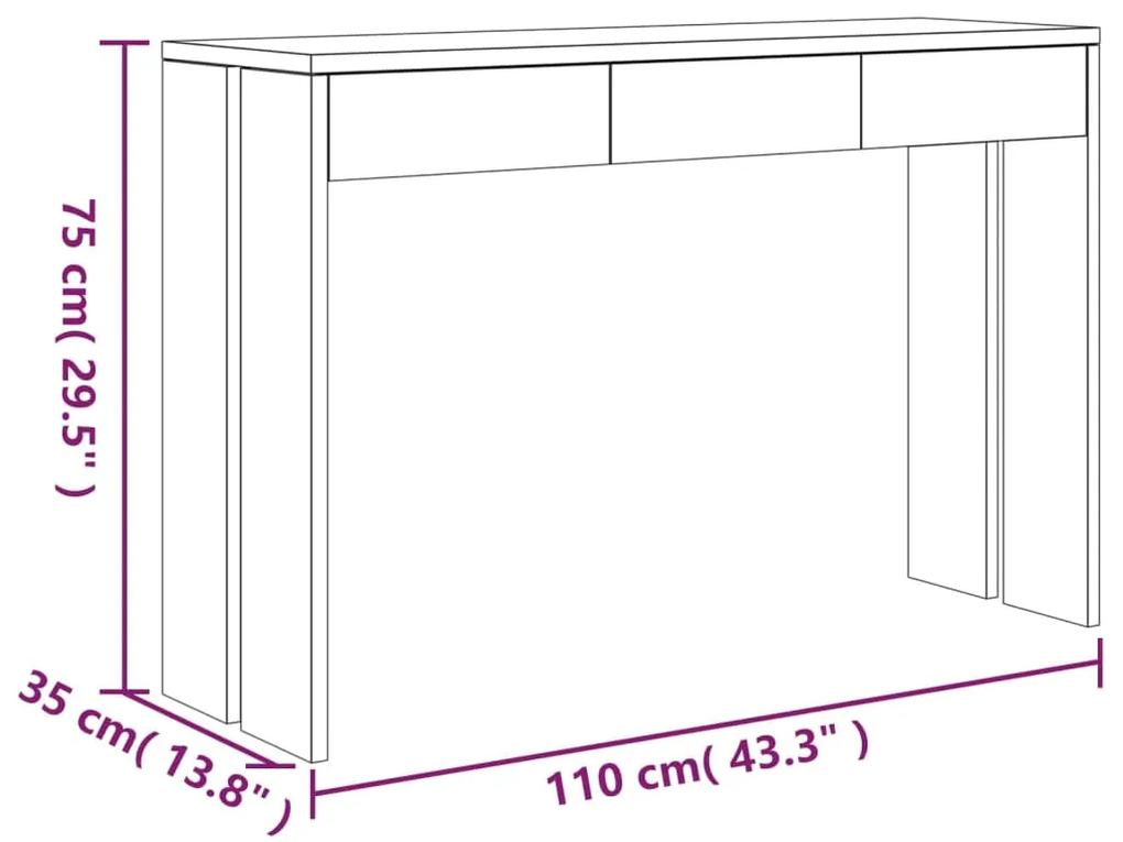 Masa consola, 110 x 35 x 75 cm, lemn masiv de tec