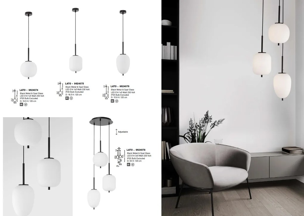 Lustra, Pendul modern Lato negru 15,8cm