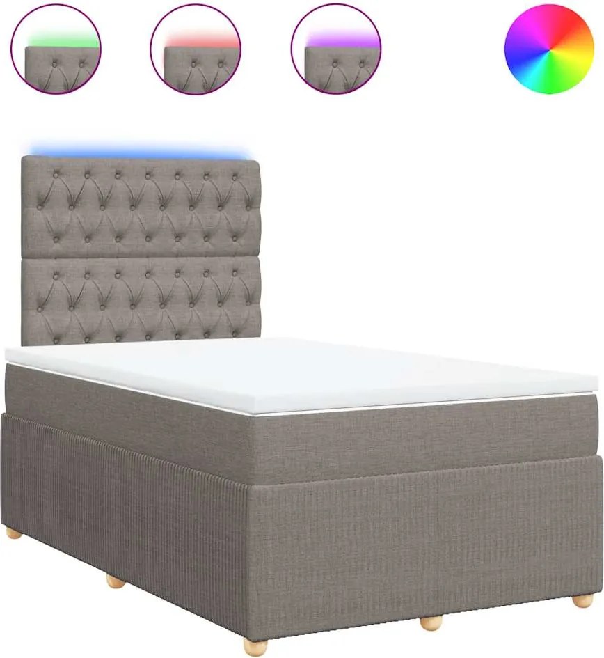 vidaXL Pat box spring cu saltea, taupe, 120x190 cm material textil