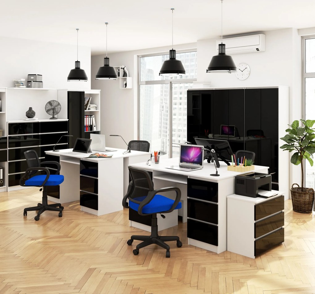 Masă PC Behati (Alb + Negru lucios). 1069630