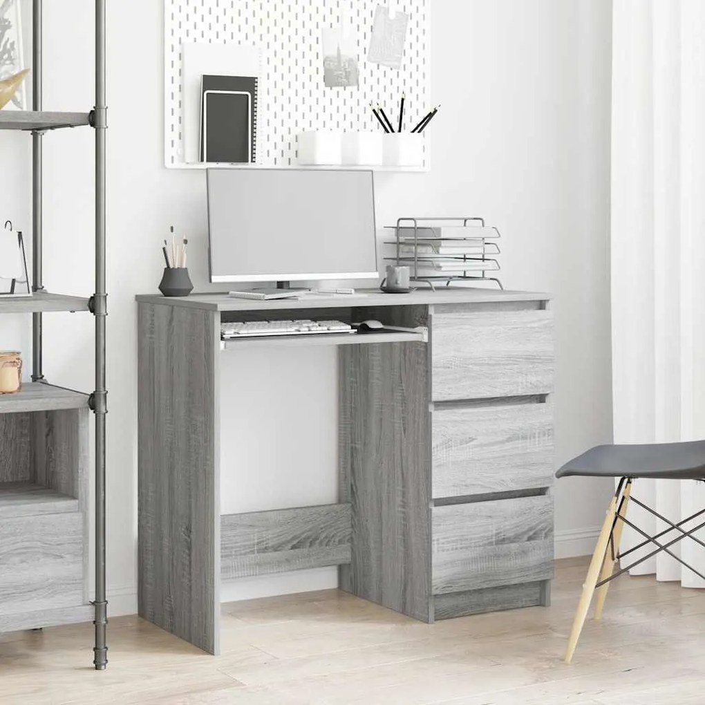 vidaXL Birou, gri sonoma, 90x45x76 cm, lemn prelucrat