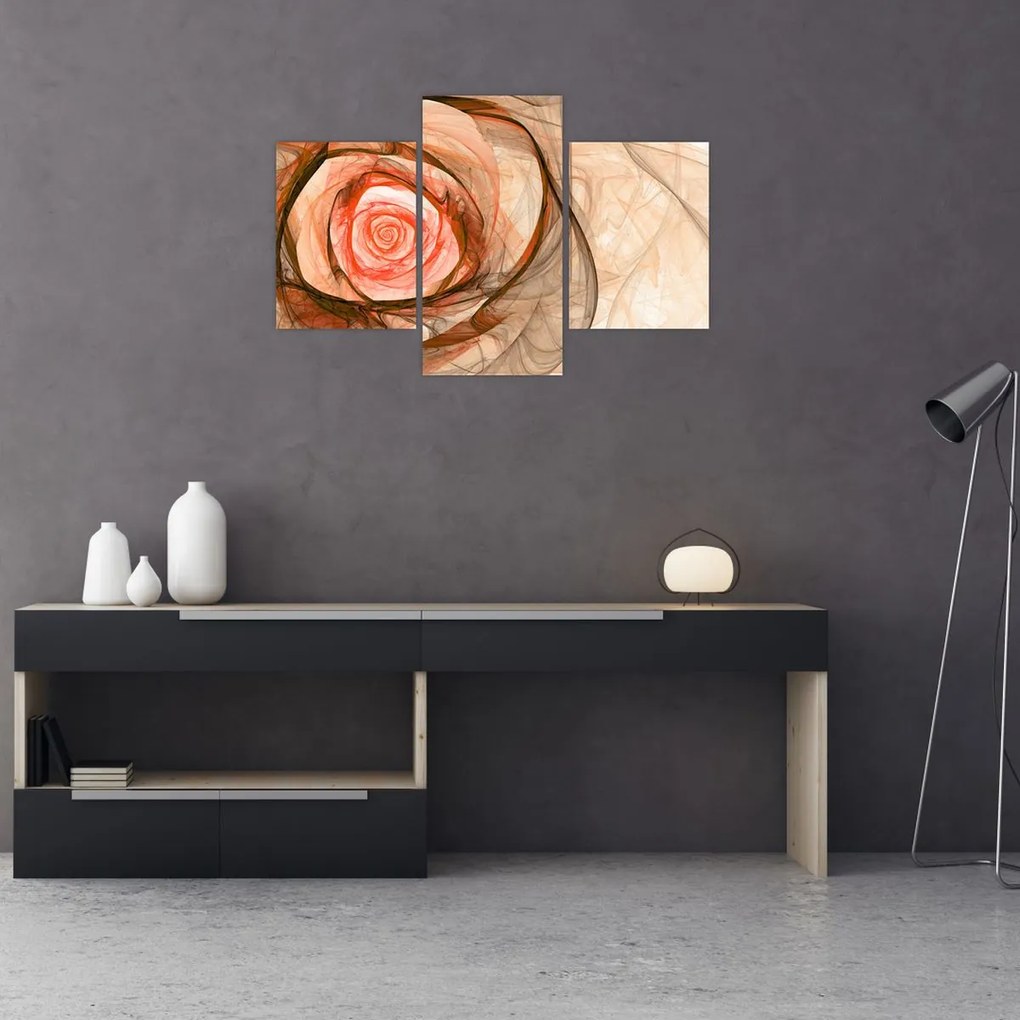 Tablou - Abstract trandafir roz cu fundal alb (90x60 cm)