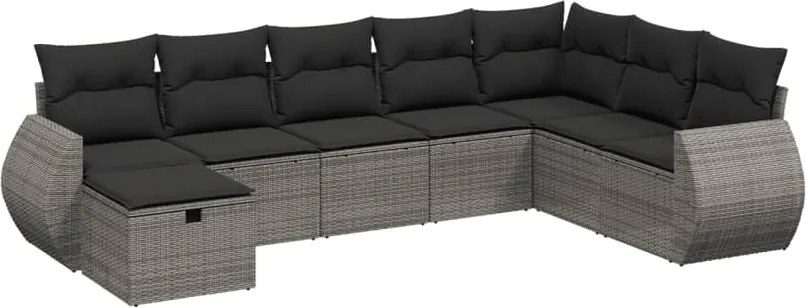 vidaXL Set canapele de grădină cu perne, 8 piese, gri, poliratan