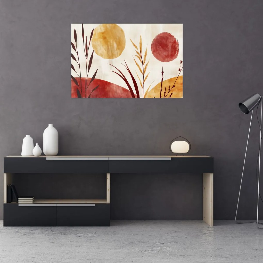 Tablou - Plante și cercuri (90x60 cm)