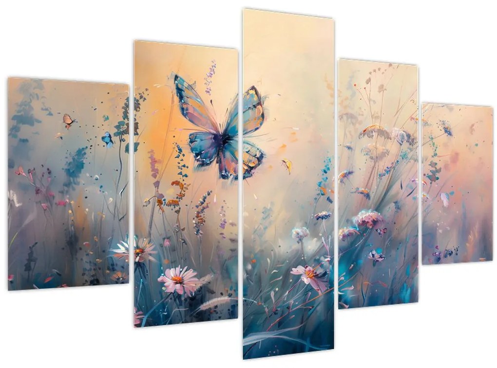 Tablou - Pajiște cu Fluture II (150x105 cm)