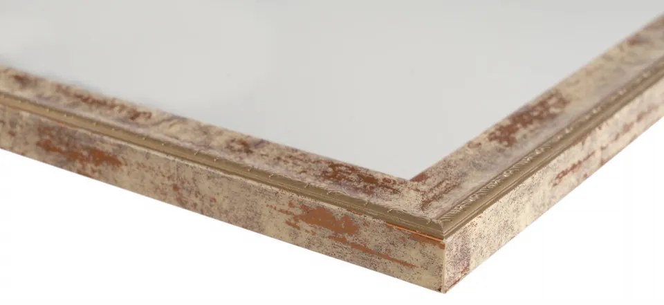 Oglinda dreptunghiulara cu rama din polistiren alba/maro/aurie Gilbert, 57,5cm (L) x 37,5cm (W) x 1,6cm (H)