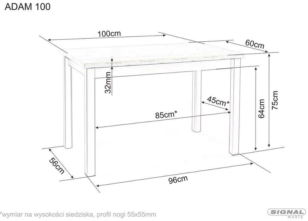 Masa Adam stejar artizan/negru L100xl60 cm