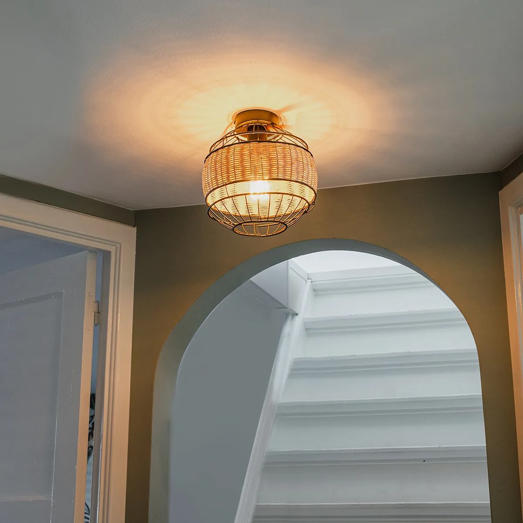 Plafoniera orientala neagra cu ratan 25 cm - Emir