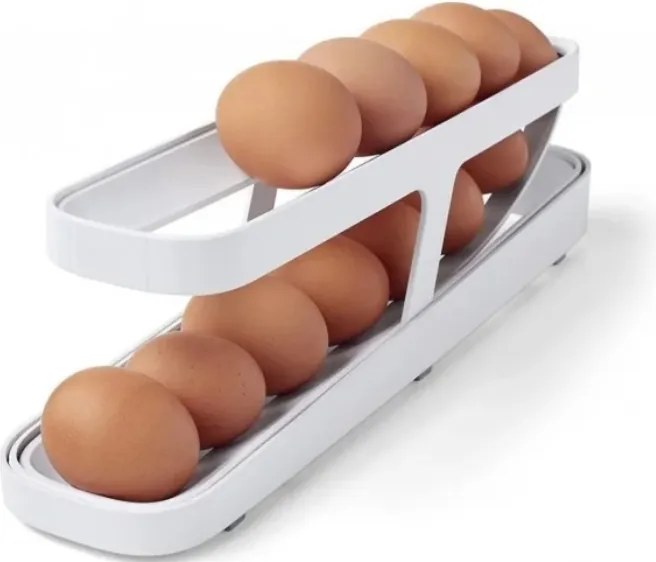 Organizator pliabil pentru ouă pentru frigider - 2 rânduri - alb
