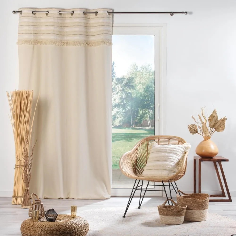 Draperie în culoare naturală din bumbac 140x240 cm Atlas – douceur d'intérieur