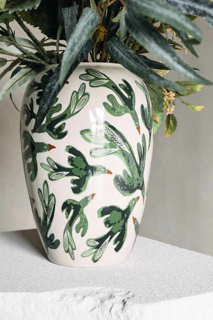 Vază din ceramică artizanală, albastru, cu formă ondulată și fundiță decorativă cu buline, 19,5x28,5 cm, „Belivia" (Copy 1)