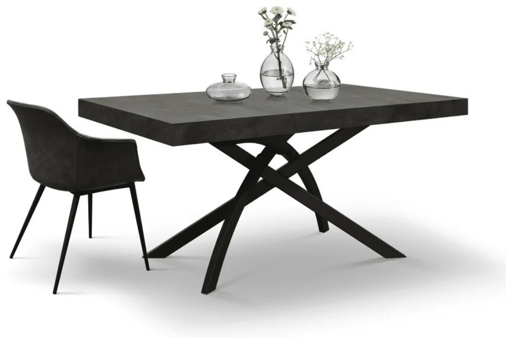 MASA CLEO EXTENSIBILA CU PICIOR METALIC - OTEL OXIDAT - 160 cm / 90 cm / h 77