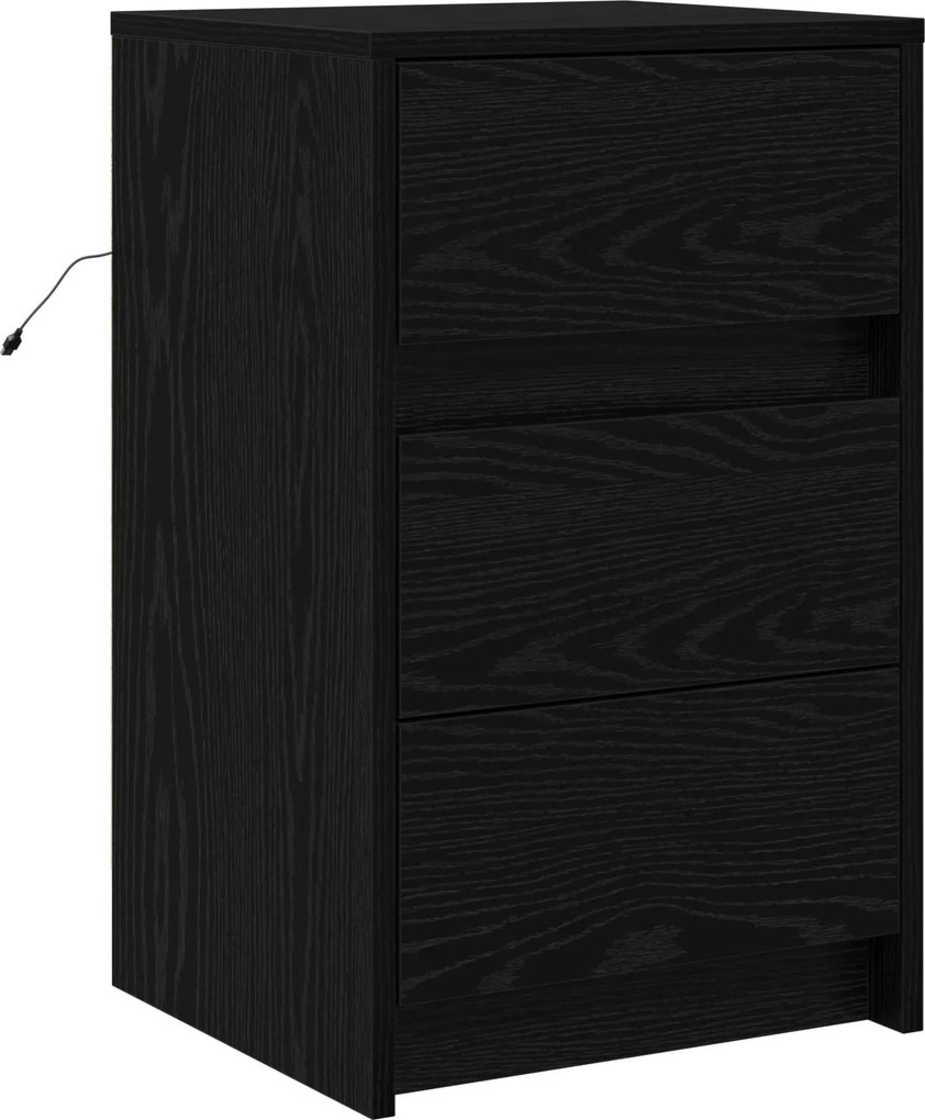 vidaXL Dulap de noapte Stejar Negru 38 x 34 x 61 cm Lemn compozit