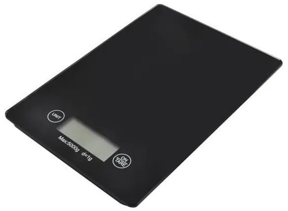 Cantar electronic de bucatarie, max 5 kg, negru, 2xAAA, 23x16x2 cm