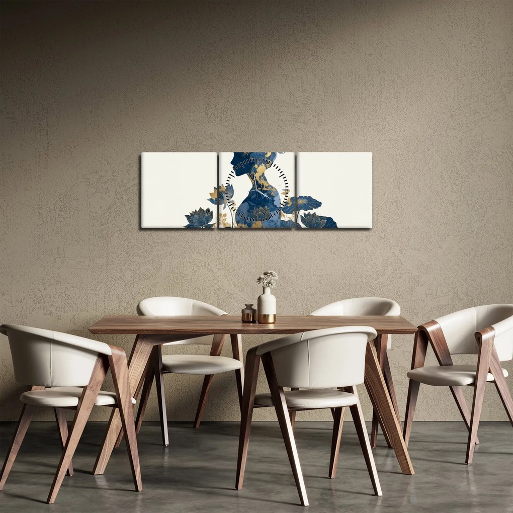Tablou - Profil de femeie din marmură (cu ceas) (90x30 cm)