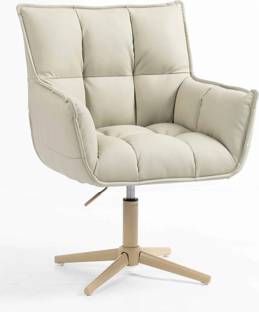 HR560CROSS Scaun Ecru Piele Ecologica Premium Soft cu Bază Crem