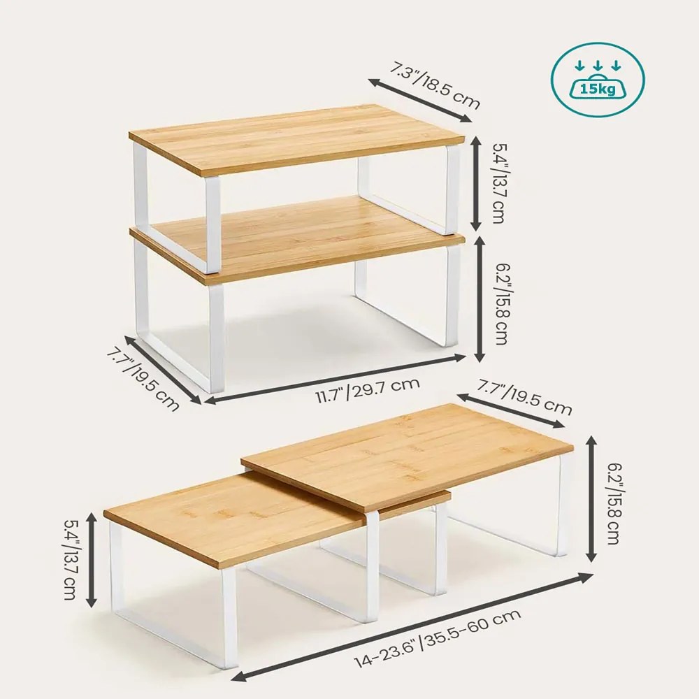 Set de organizatoare din bambus CEZAR, 4 piese, maro/albă SongmicsHome