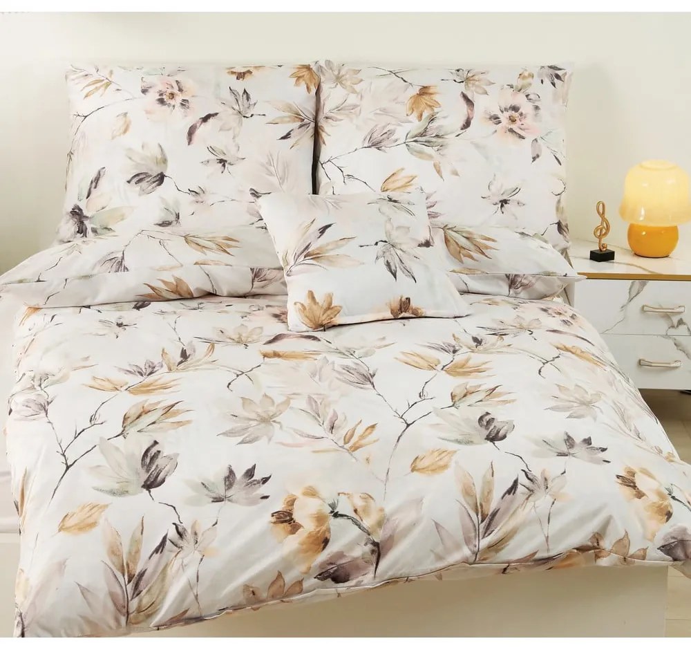 Lenjerie de pat single crem micro satin 140x200 cm 6 piese Evelyn - My House