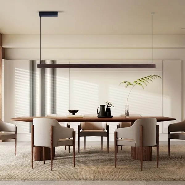 Immax NEO 07302L-LED MADEIRA, lustră suspendată pe cablu, reglabilă, 44W/230V, Wi‑Fi Tuya, 202 cm, finisaj nuc