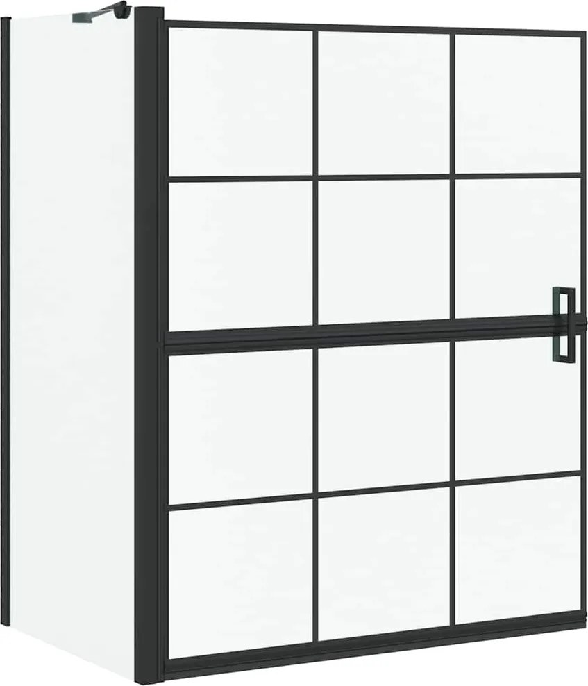 vidaXL Ecran de baie pentru duș Negru și transparent 116 x 68 x 128 cm