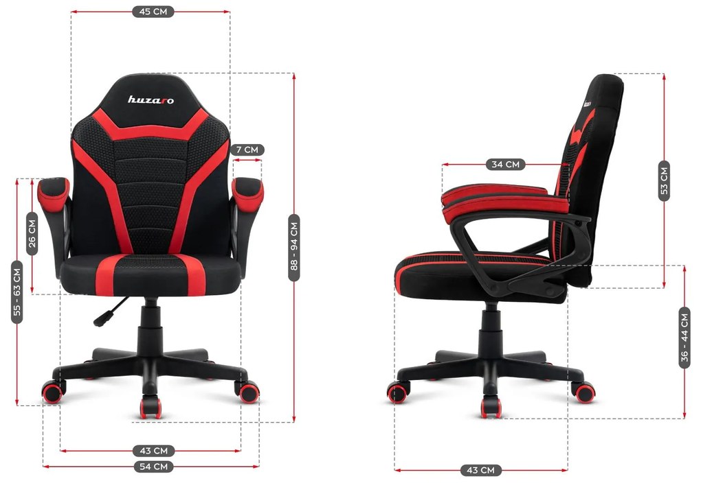 Scaun gaming pentru copii Rover 1 (negru + roșu). 1087541