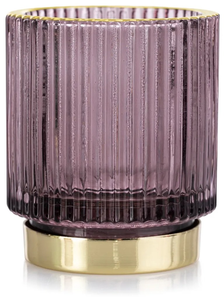 Suport lumanare din sticla Culoare violet, POMPEY