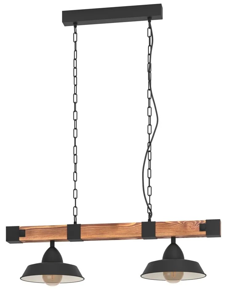 Lustră neagră/în culoare naturală cu abajur din metal OLDBURY – EGLO