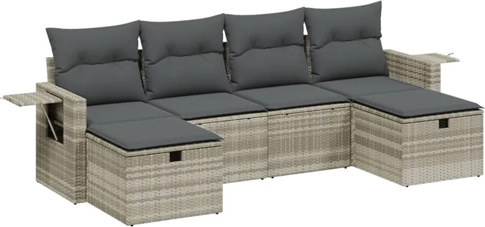 vidaXL Set canapele de grădină cu perne, 6 piese gri deschis poliratan