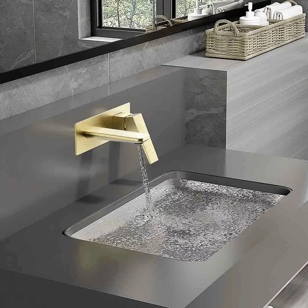 Baterie lavoar incastrata Inter Ceramic Elinor monocomanda auriu periat cu corp ingropat