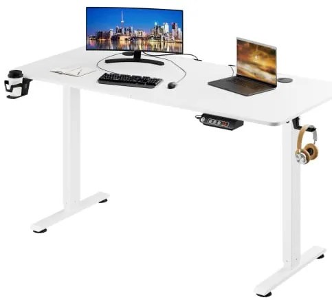 Deuba Birou de birou reglabil pe inaltime alb-140x60x118 cm