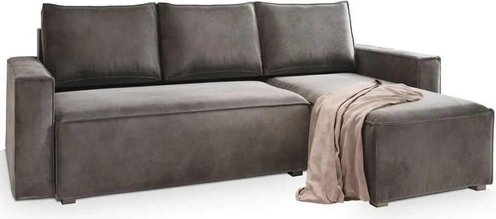 Promo Canapea de colt extensibila CAVELO, gri inchis, reversibila, calitate II