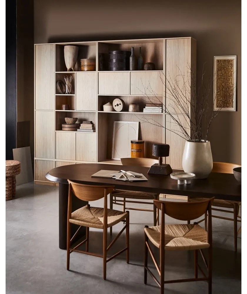 Bibliotecă modulară în culoare naturală cu aspect de lemn de stejar 157x199 cm Modulair – vtwonen