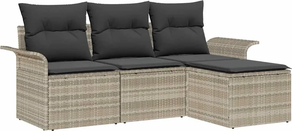 vidaXL Set de canapea cu pernă 4 pcs Gri poliratan