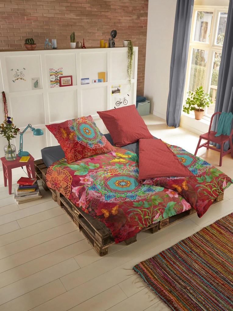 Home roșii reversibile lenjerie de pat pentru pat de o persoana 140x200cm