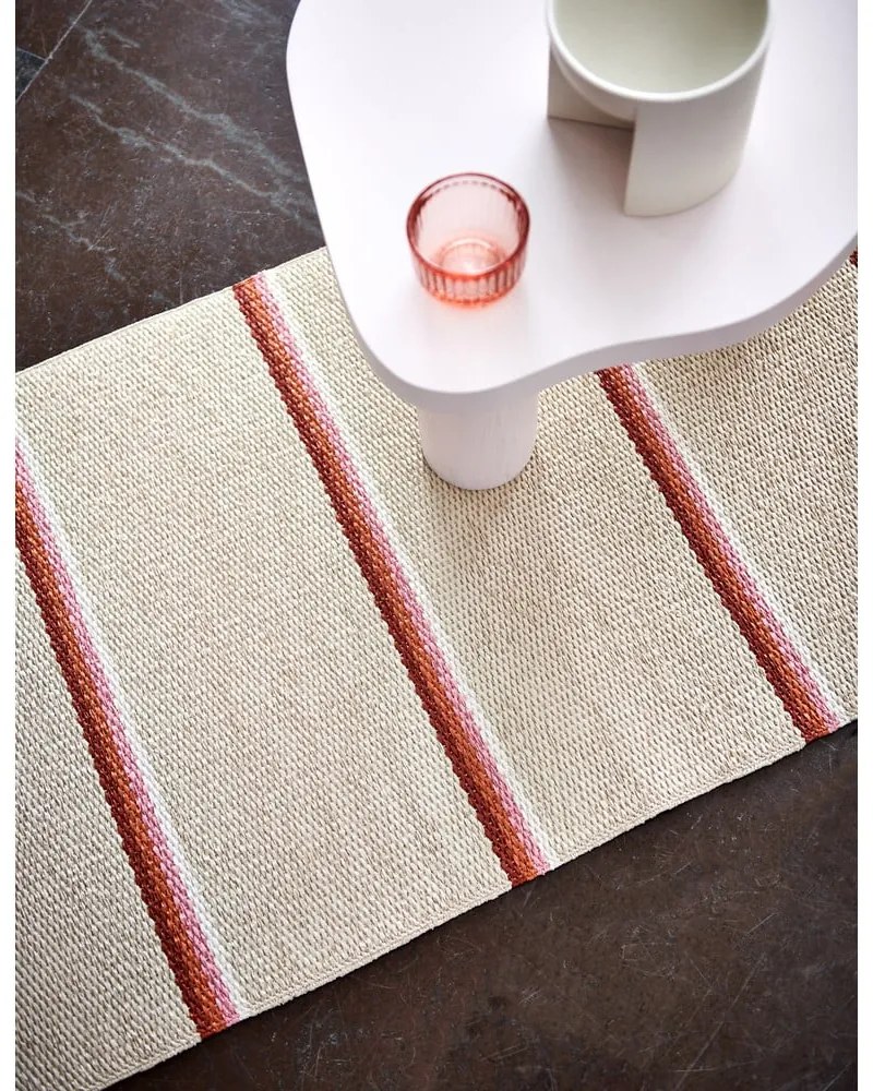 Covor tip traversă pentru interior și exterior cărămiziu/crem 70x180 cm Olle Brick Cream – Pappelina