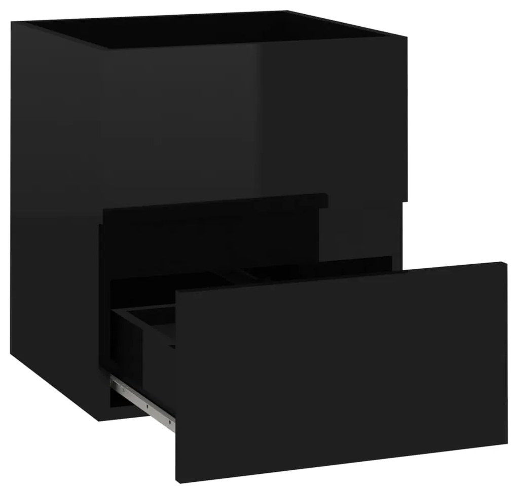 Dulap de chiuveta, negru extralucios, 41x38,5x45 cm, PAL negru foarte lucios, 1