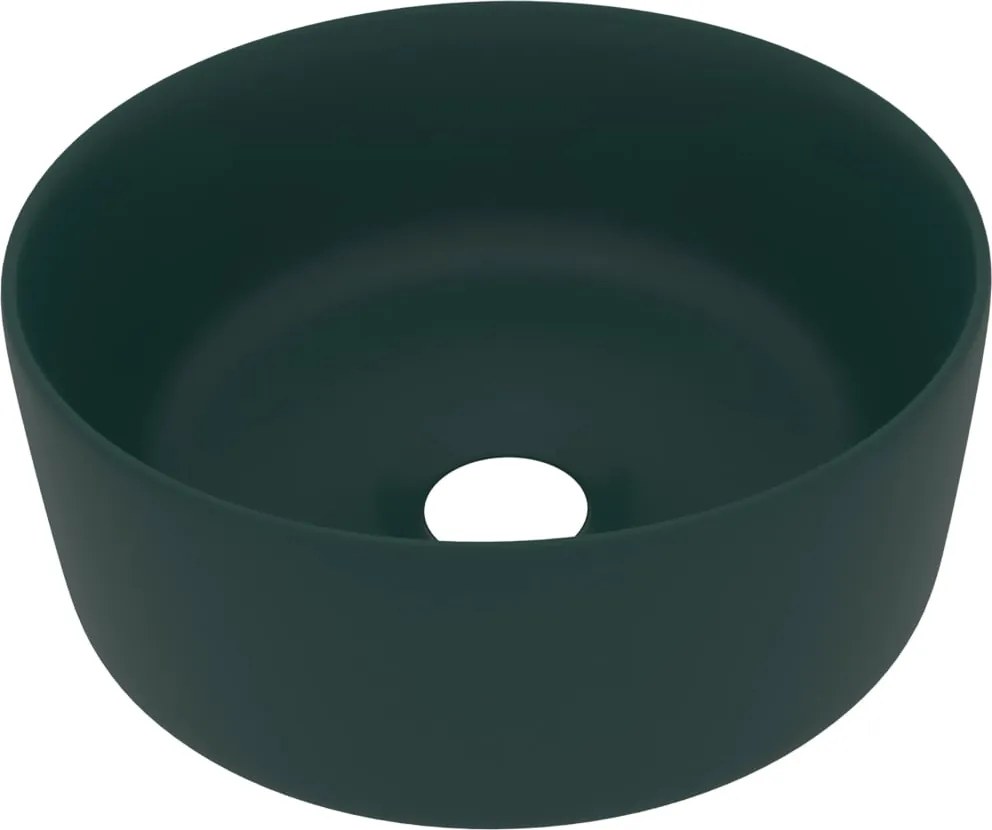 vidaXL Chiuvetă baie lux verde închis mat 40x15 cm ceramică rotund